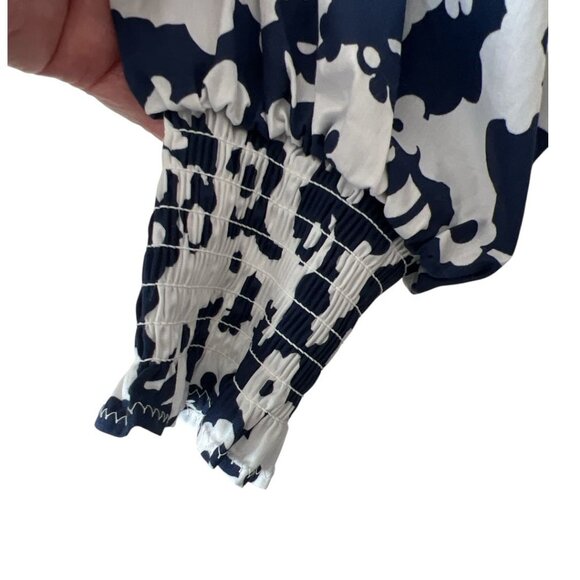 NWT Marc Jacobs Navy & White Floral Button Front Ruffled Collar Shirt Size 6 - Picture 7 of 10